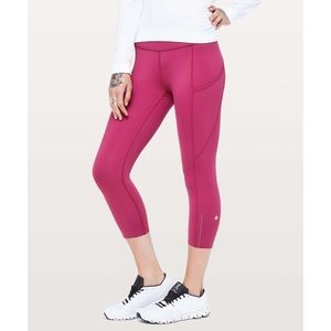 Lululemon Fast & Free Crop II *Nulux 19" Star Ruby Running Leggings Tights